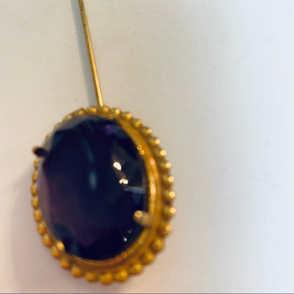 Vintage Stick Pin. Purple/ Gold Tone. - Picture 5 of 7